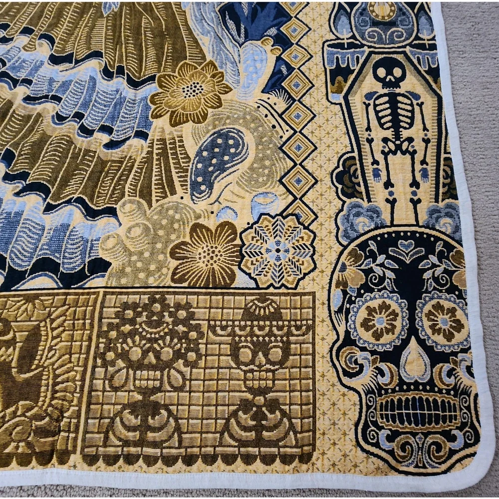Day of the Dead Blanket Dia de los Muertos Woven Throw Calavera Couple 82x89